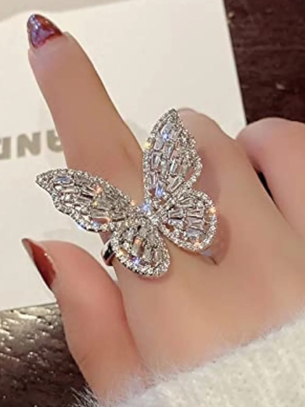 Silver Butterfly Statement Ring